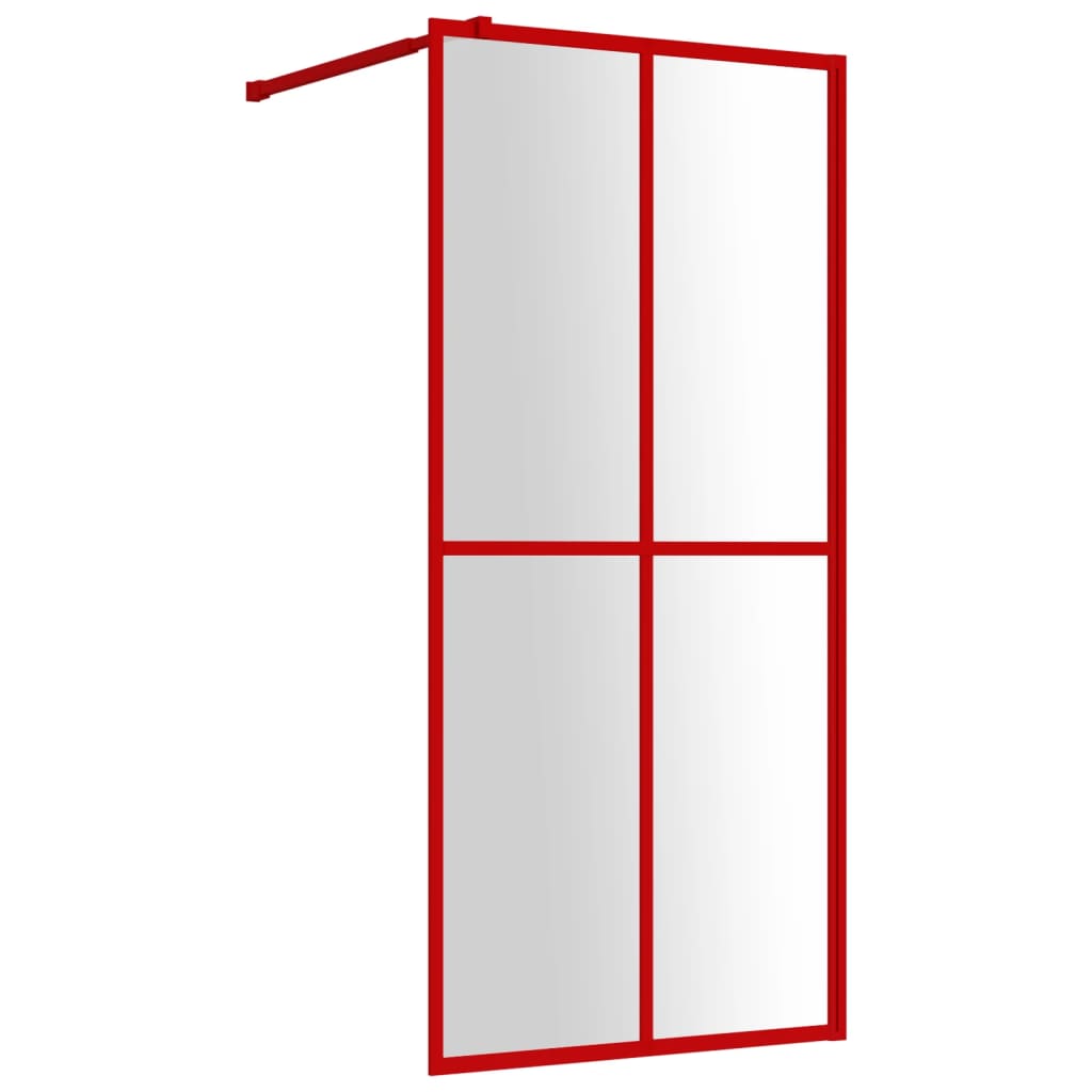 Vidaxl inloopdouchewand transparant 80x195 cm esg-glas rood