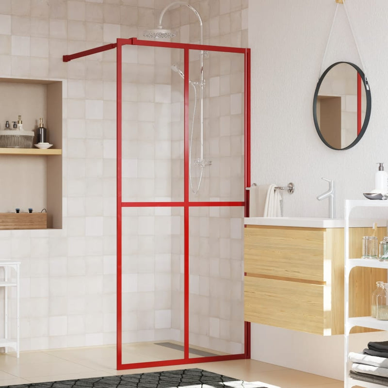 Vidaxl inloopdouchewand transparant 80x195 cm esg-glas rood