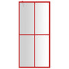 Vidaxl inloopdouchewand transparant 90x195 cm esg-glas rood
