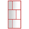 Vidaxl inloopdouchewand transparant 80x195 cm esg-glas rood