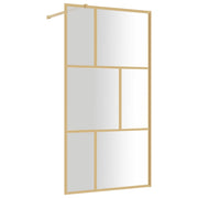 VidaXL Inloopdouchewand transparant 115x195 cm ESG-glas goudkleurig - afbeelding 2