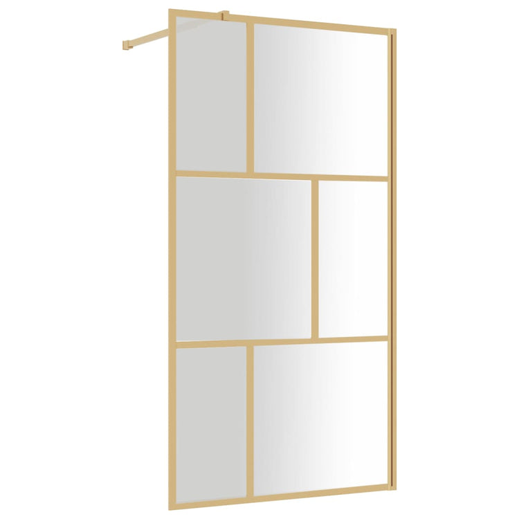 VidaXL Inloopdouchewand transparant 115x195 cm ESG-glas goudkleurig