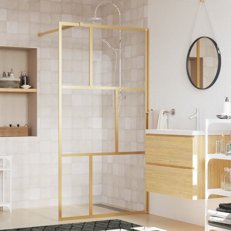 VidaXL Inloopdouchewand transparant 115x195 cm ESG-glas goudkleurig