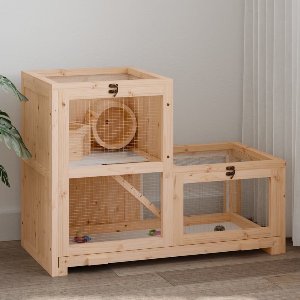 VidaXL Hamsterkooi 81x40x60 cm massief vurenhout