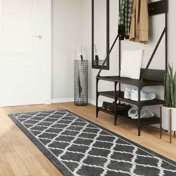 Vidaxl vloerkleed wasbaar 80x300 cm zwart en wit