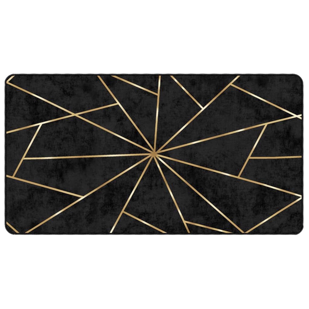 Vidaxl vloerkleed wasbaar 80x150 cm zwart en goudkleurig