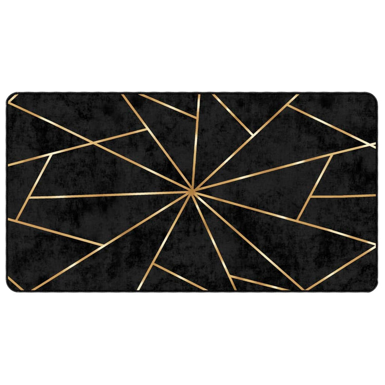 Vidaxl vloerkleed wasbaar 80x150 cm zwart en goudkleurig