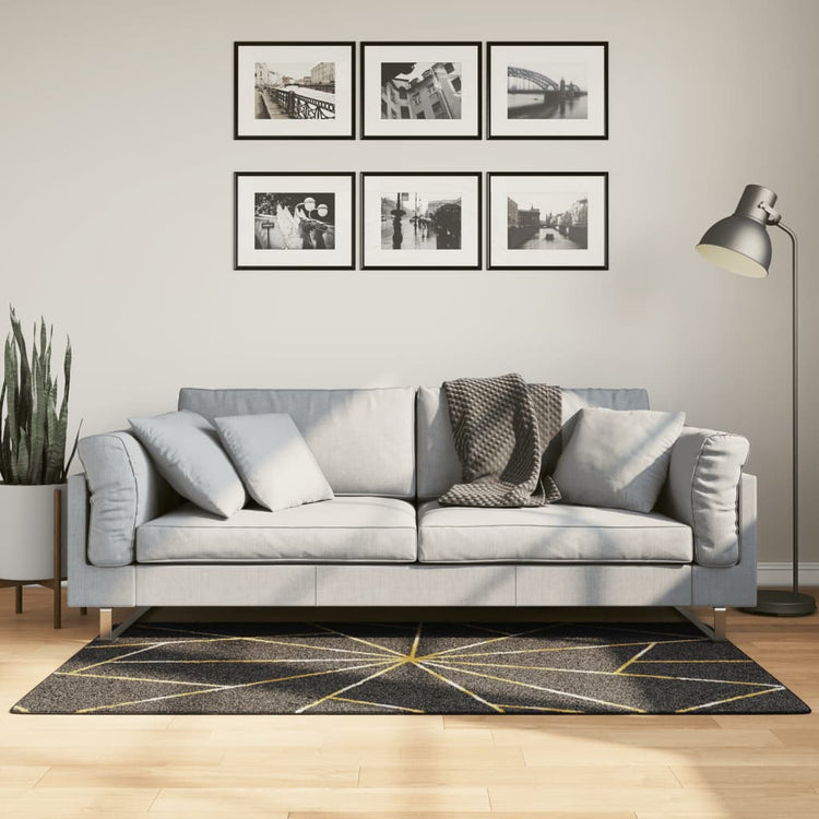 Vidaxl vloerkleed wasbaar 80x150 cm zwart en goudkleurig