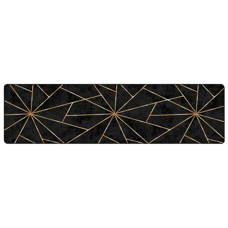 Vidaxl vloerkleed wasbaar 80x300 cm zwart en goudkleurig