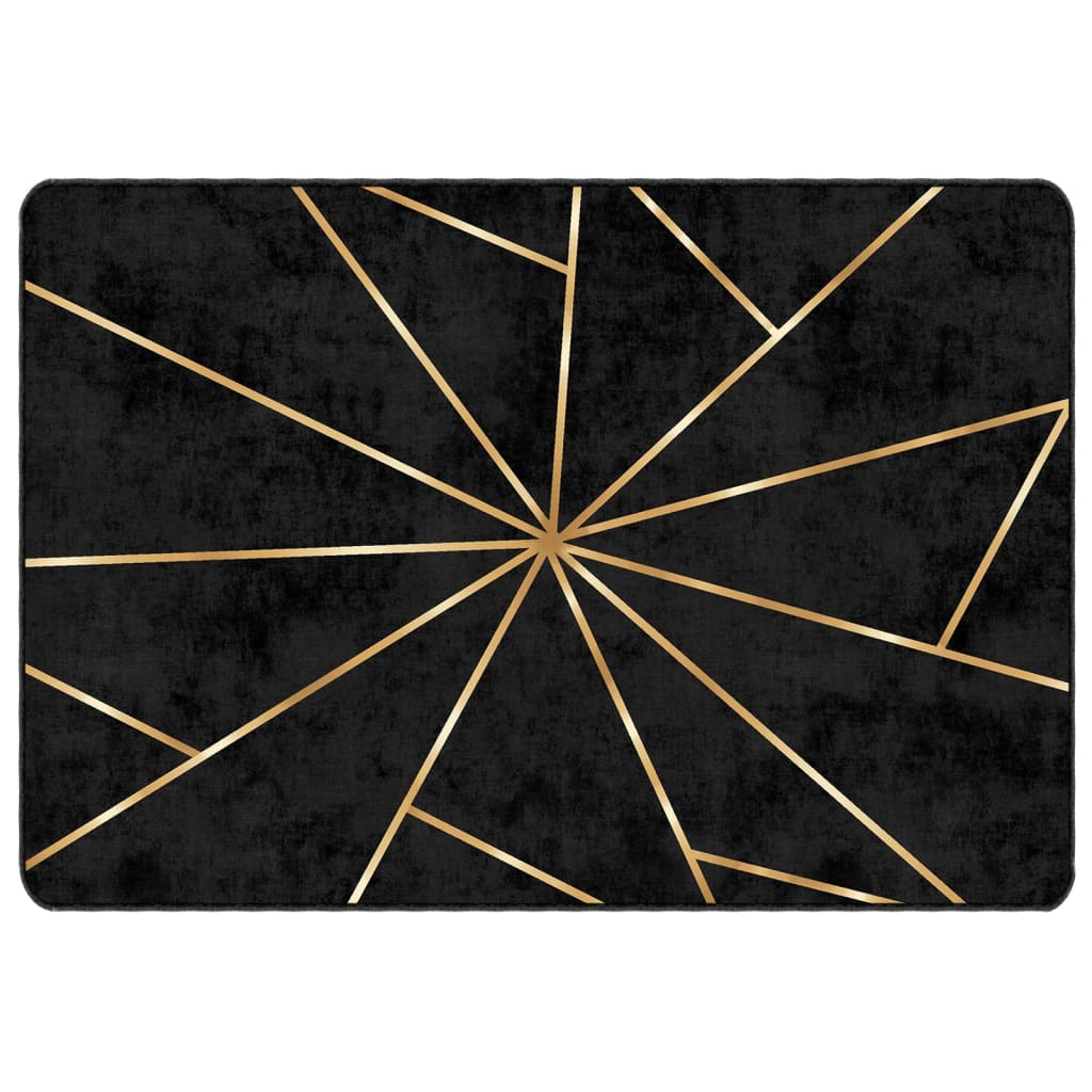 Vidaxl vloerkleed wasbaar 120x180 cm zwart en goudkleurig
