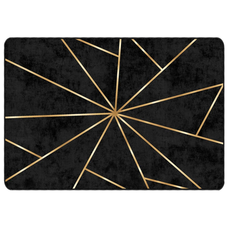 Vidaxl vloerkleed wasbaar 120x180 cm zwart en goudkleurig
