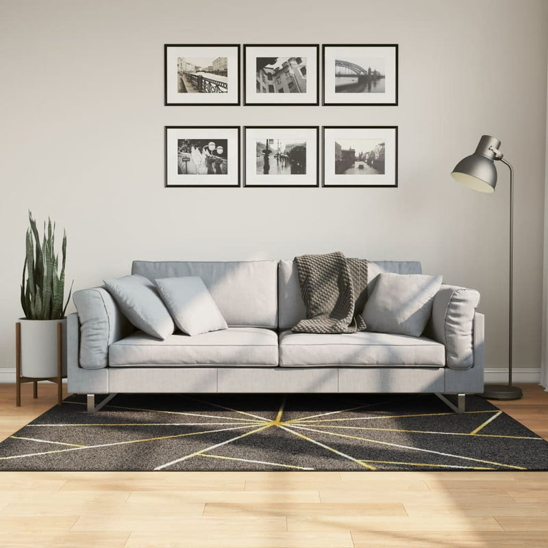 Vidaxl vloerkleed wasbaar 120x180 cm zwart en goudkleurig