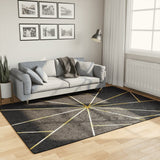 Vidaxl vloerkleed wasbaar anti-slip 160x230 cm zwart en goudkleurig - afbeelding 1