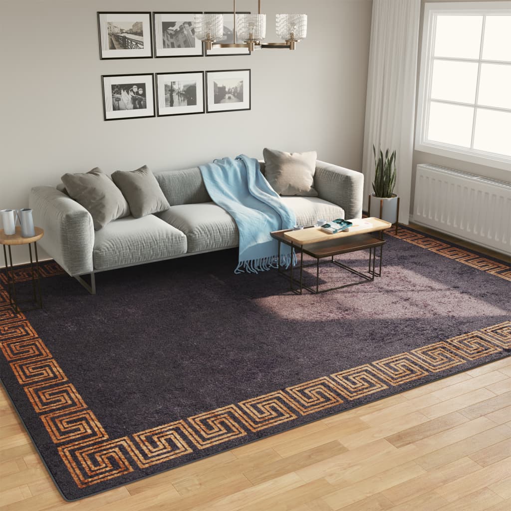 Vidaxl vloerkleed wasbaar 400x300 cm zwart en goudkleurig