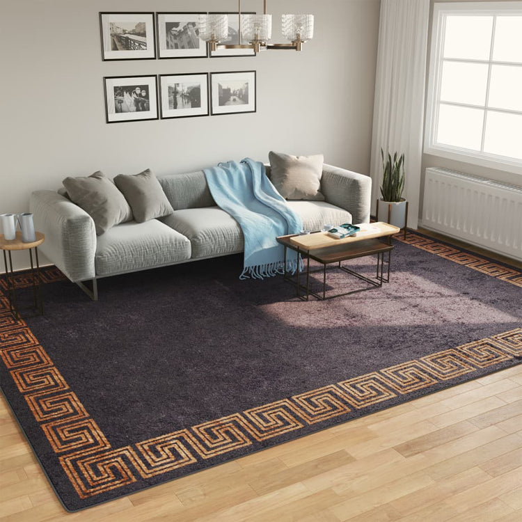 Vidaxl vloerkleed wasbaar 400x300 cm zwart en goudkleurig