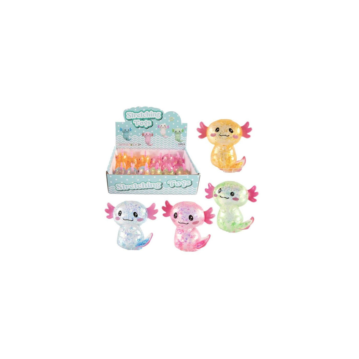 Z1 squeeze axolot glitter 9cm 12 stuks