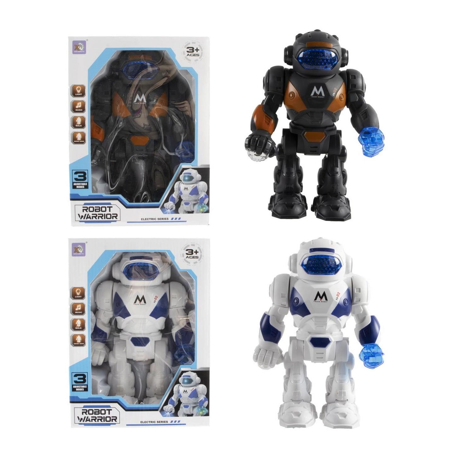 Robot met licht en geluid 21cm 2 assorti