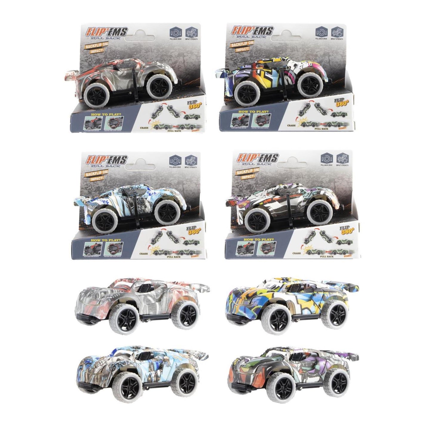 Auto grafiti pull-back 9,5cm 4 assorti