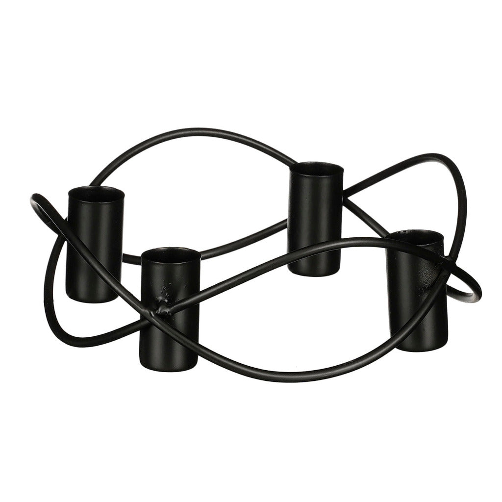 Overige merken metalen kandelaar voor 4 kaarsen 5.5x17 cm zwart