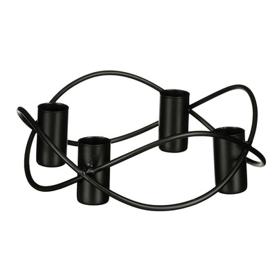 Overige merken metalen kandelaar voor 4 kaarsen 5.5x17 cm zwart