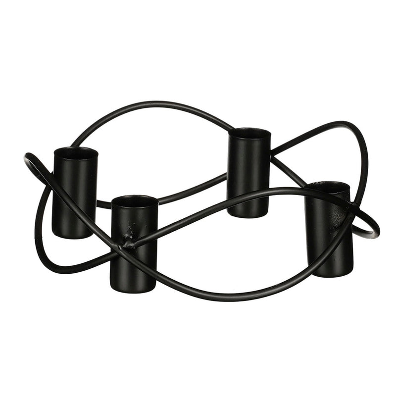 Overige merken metalen kandelaar voor 4 kaarsen 5.5x17 cm zwart