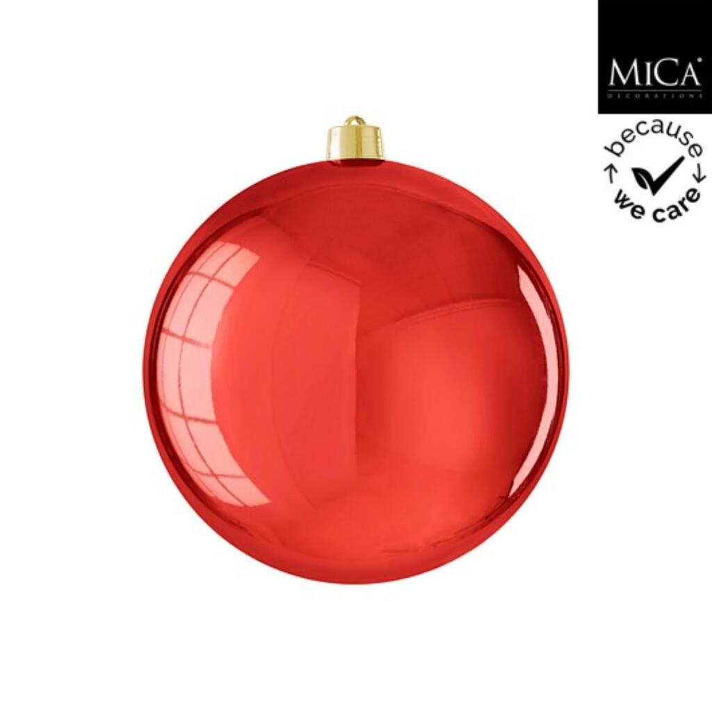 Mica decorations kerstbal onbreekbaar 25 cm glanzend rood