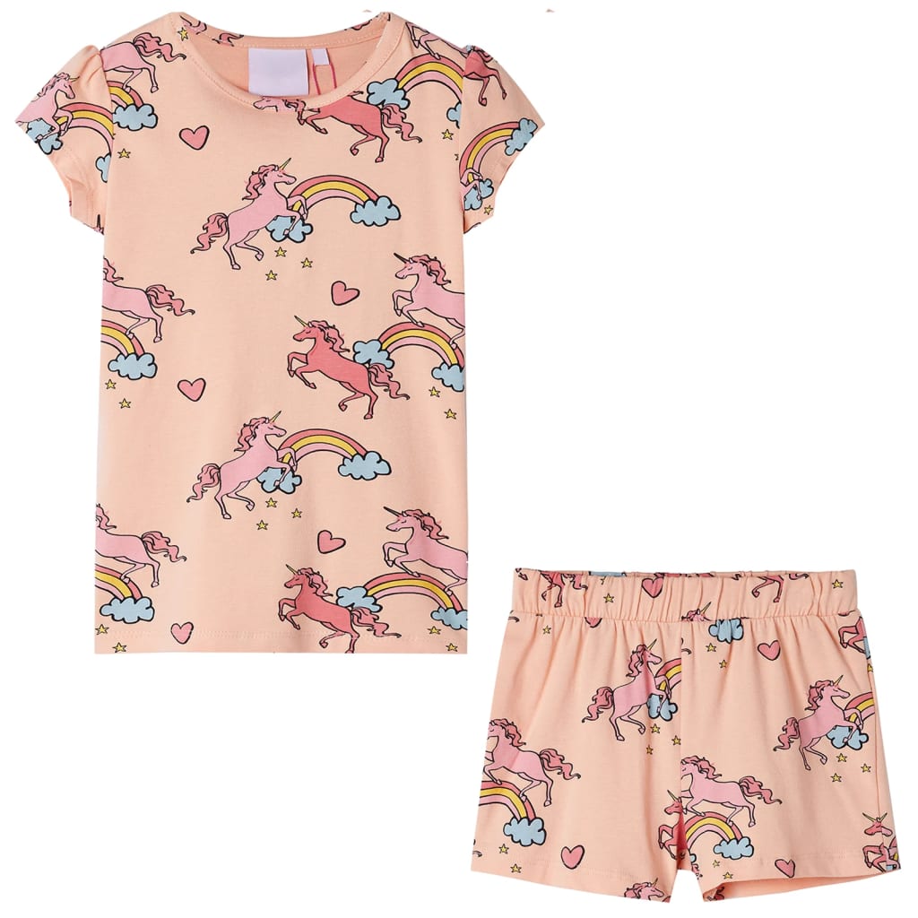 Vidaxl kinderpyjama met korte mouwen 128 lichtoranje