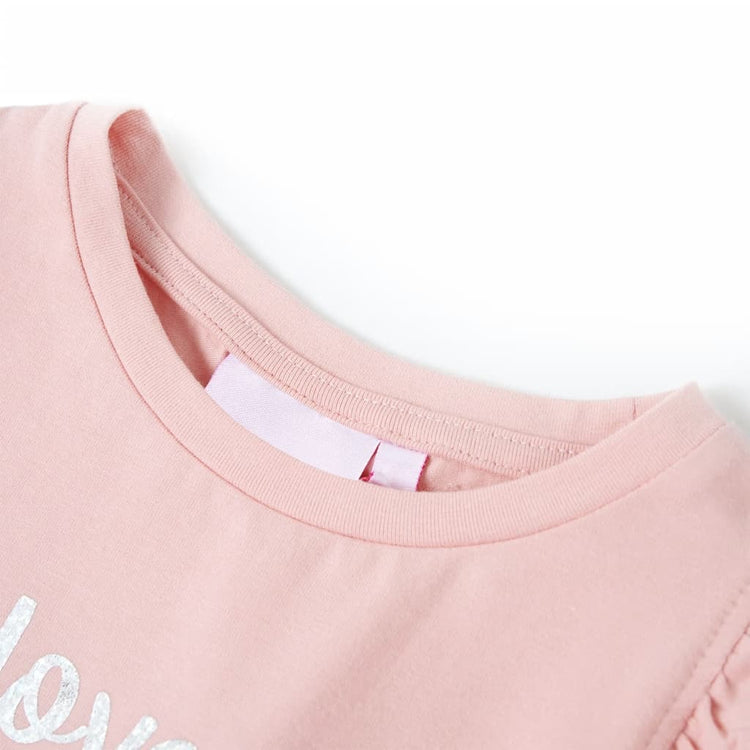 VidaXL Kindershirt met ruches aan de mouwen 92 lichtroze
