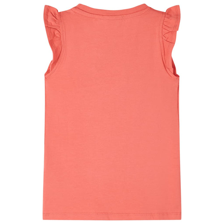 VidaXL Kindershirt met ruches aan de mouwen 92 koraalkleurig