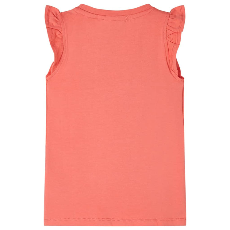 VidaXL Kindershirt met ruches aan de mouwen 128 koraalkleurig