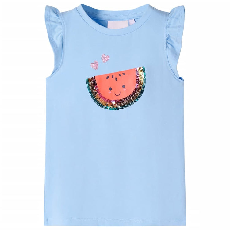 VidaXL Kindershirt met ruches aan de mouwen 92 lichtblauw