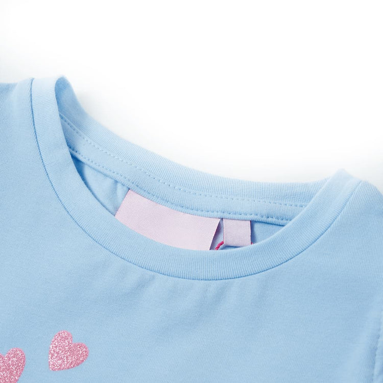 VidaXL Kindershirt met ruches aan de mouwen 92 lichtblauw