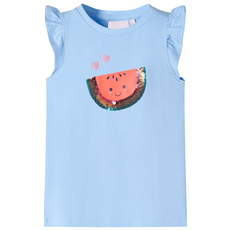 Vidaxl kindershirt met ruches aan de mouwen 116 lichtblauw