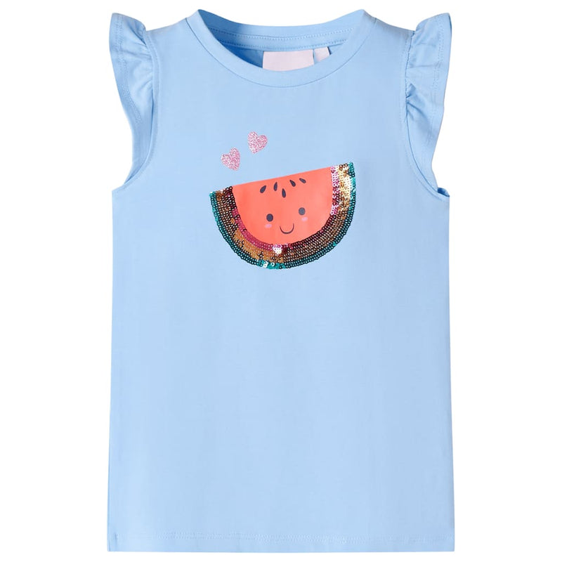 VidaXL Kindershirt met ruches aan de mouwen 116 lichtblauw