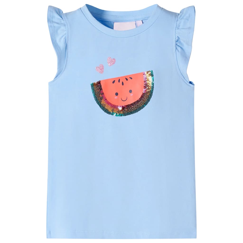 Vidaxl kindershirt met ruches aan de mouwen 128 lichtblauw