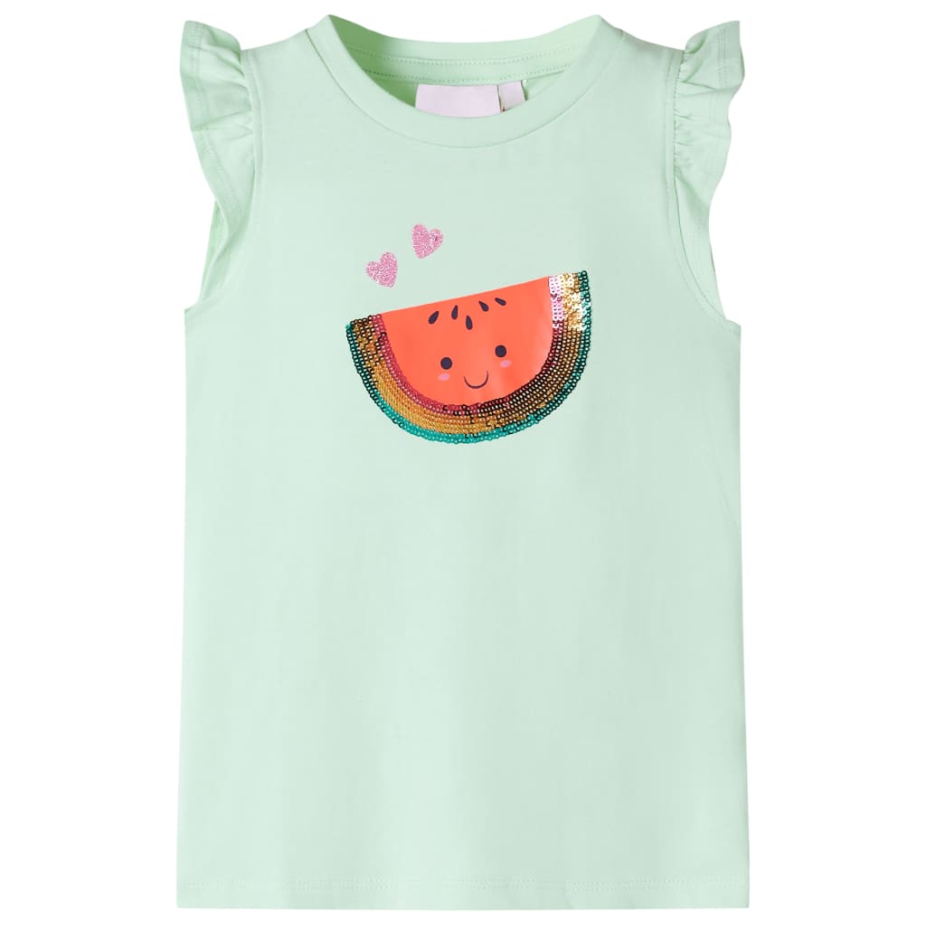 Vidaxl kindershirt met ruches aan de mouwen 140 zachtgroen