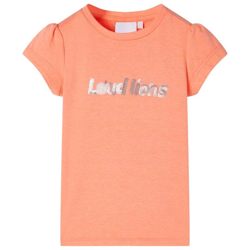 VidaXL Kindershirt met kapmouwen 116 neonoranje