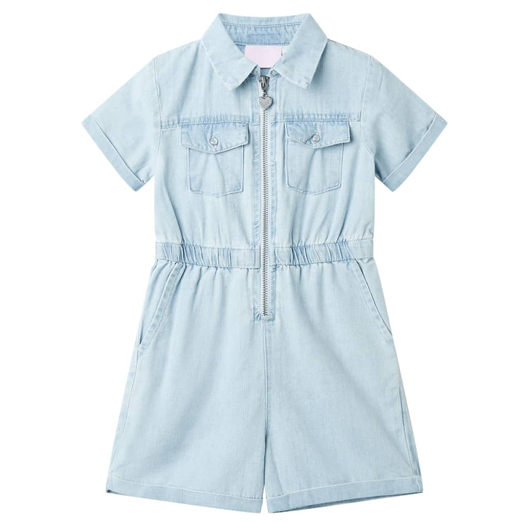 Vidaxl kinderonesie met korte mouwen 128 zachtblauw