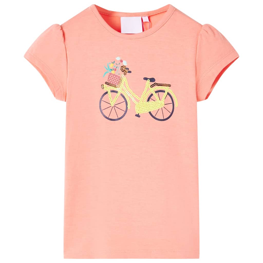 VidaXL Kindershirt 92 neonkoraalkleurig