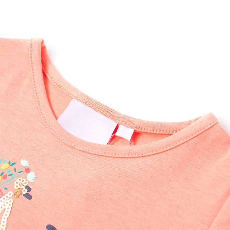 VidaXL Kindershirt 92 neonkoraalkleurig
