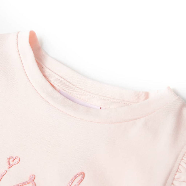 VidaXL Kindershirt met ruches aan de mouwen 92 zachtroze