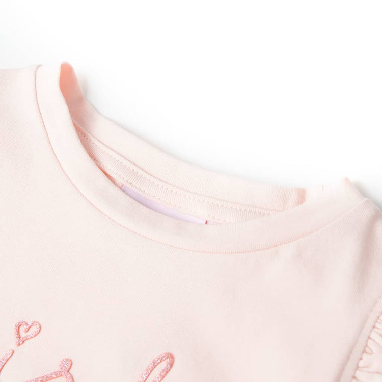 VidaXL Kindershirt met ruches aan de mouwen 128 zachtroze