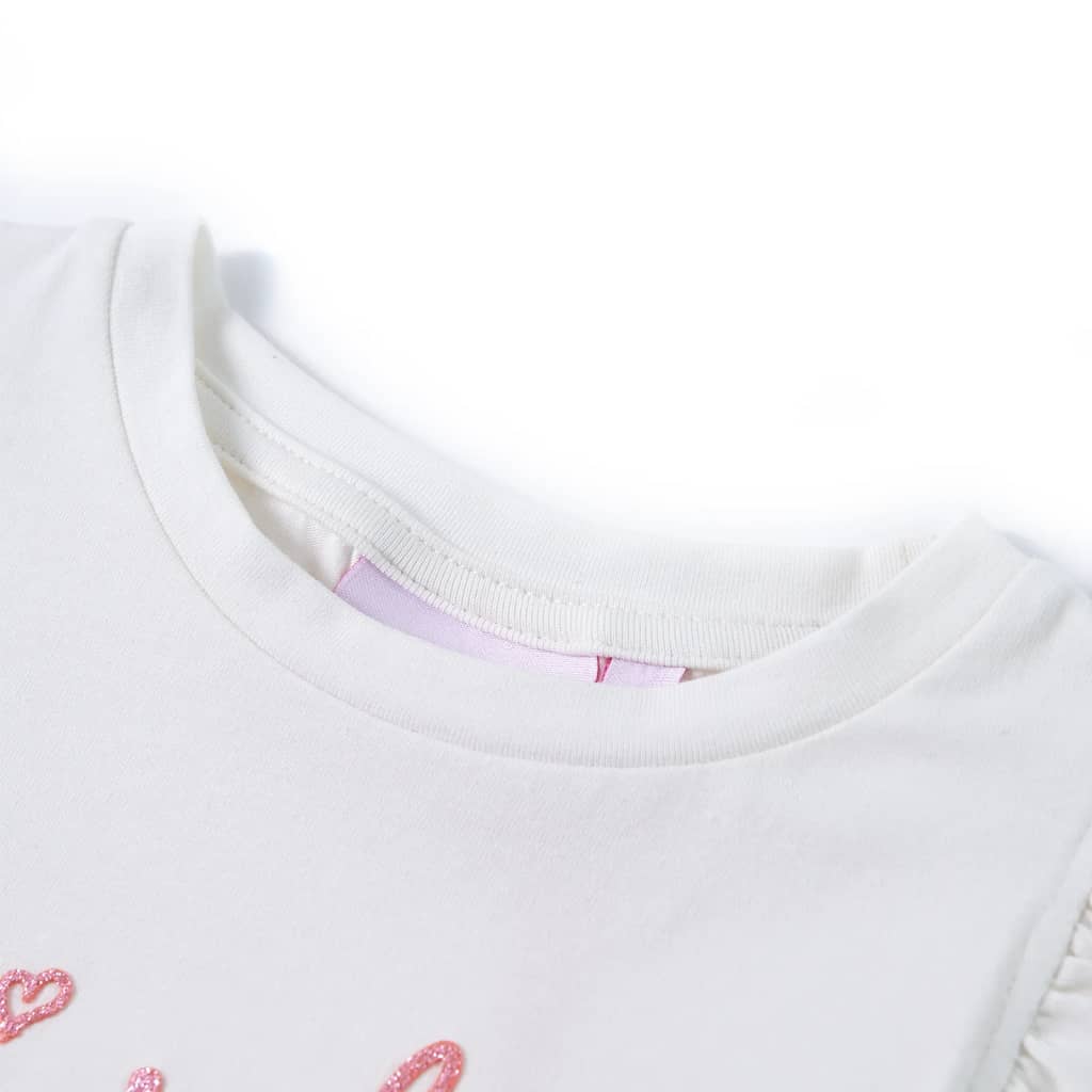 VidaXL Kindershirt met ruches aan de mouwen 116 ecru