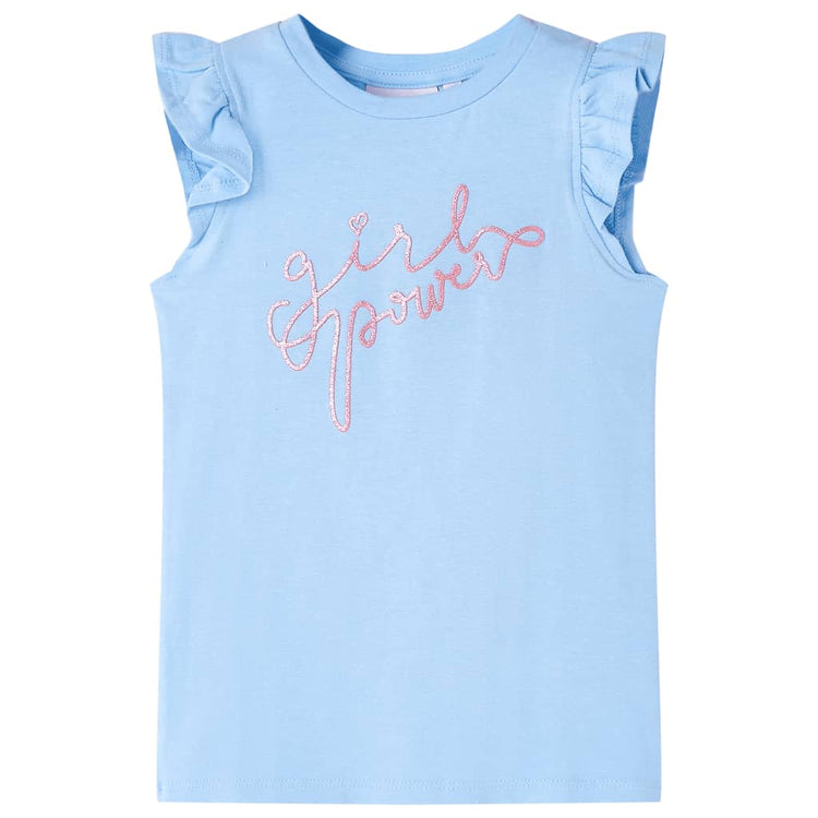 Vidaxl kindershirt met ruches aan de mouwen 128 lichtblauw