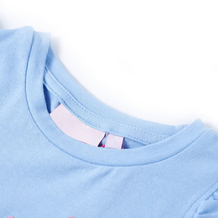 Vidaxl kindershirt met ruches aan de mouwen 128 lichtblauw