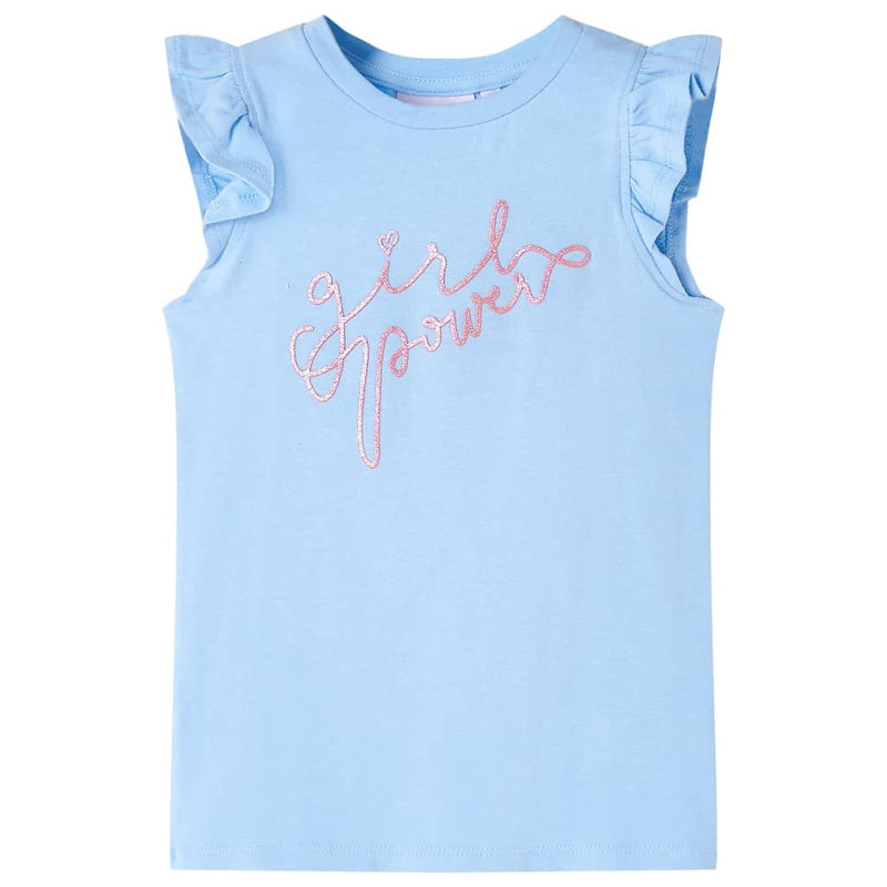 Vidaxl kindershirt met ruches aan de mouwen 140 lichtblauw