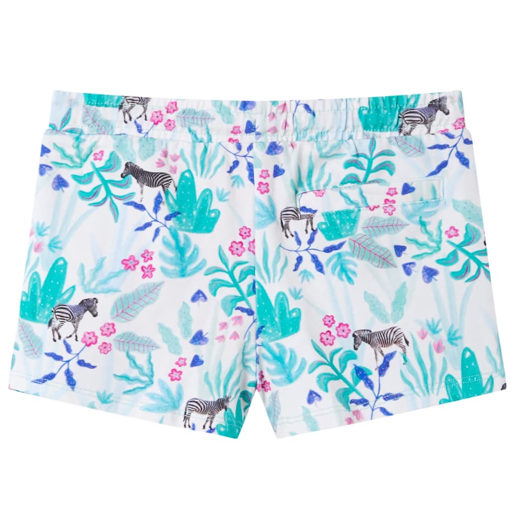 VidaXL Kindershorts met trekkoord 128 ecru en donkermint