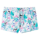Vidaxl kindershorts met trekkoord 140 ecru en donkermint - afbeelding 1
