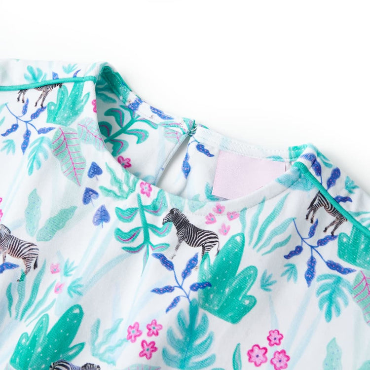 VidaXL Kinderjurk 128 ecru en donkermintkleurig