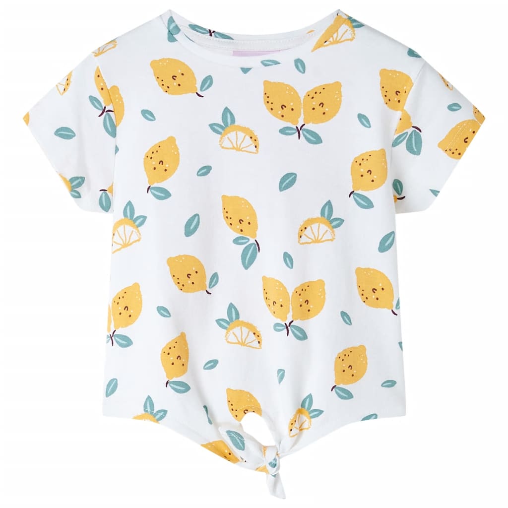 VidaXL Kindershirt met knoop in de zoom 128 ecru